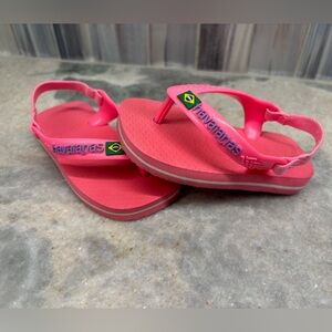 Havaianas Neon Pink Flip Flops - baby size 5c